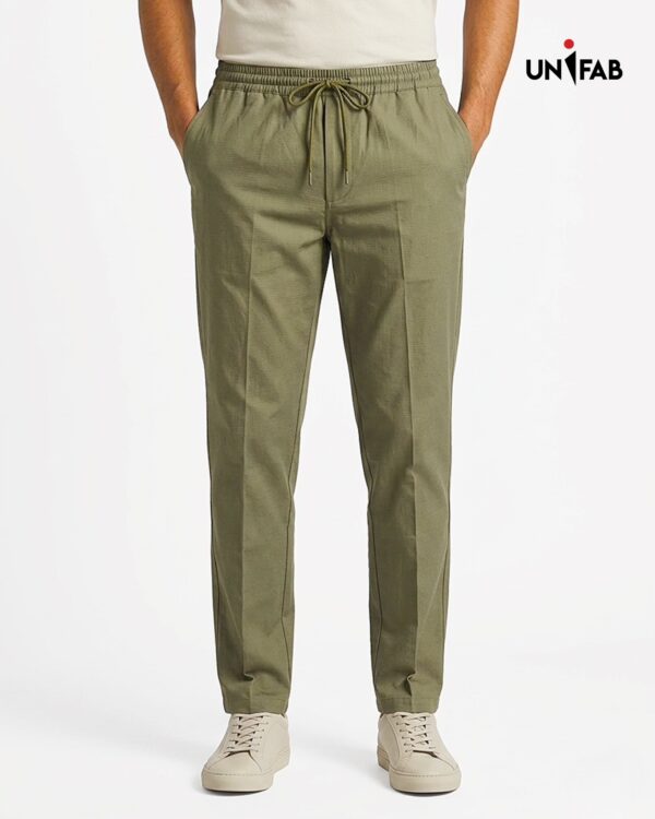 P403-এক্সপোর্ট কটন পায়জামা- অলিভ- লুজ কাটিং