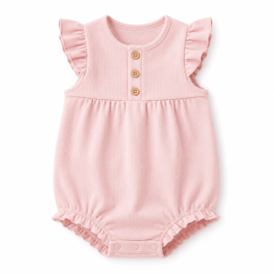 Baby Girls Soft Cotton Ruffle Sleeve Romper Outfit
