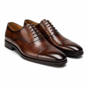 Men's Classic Brown Leather Oxford Formal Dress Shoes